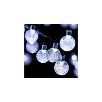 Fényfüzér üveggolyókkal, hidegfehér, 30 LED, 3 méter