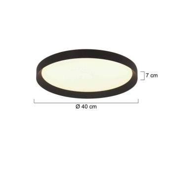Flady LED mennyezeti lámpa, fekete, Ø 40 cm, direkt/indirekt kép
