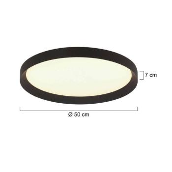 Flady LED mennyezeti lámpa, fekete, Ø 50 cm, direkt/indirekt kép