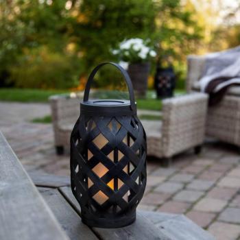 LED-lámpa Flame Lantern, fekete, magasság 23 cm kép
