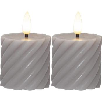 Flamme Swirl Antique 2 db szürke LED viaszgyertya, magasság 7,5 cm - Star Trading kép