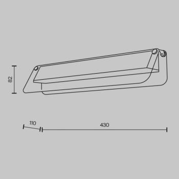 FLAT LED fali lámpa, szürke/sárgaréz, szélesség 43 cm, üveg/fém kép