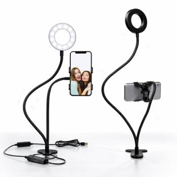 FlexiGlow Pro rugalmas kamera kar LED körlámpával – telefontartós selfie és livestream állvány TikTokhoz és videózáshoz (BBD) kép