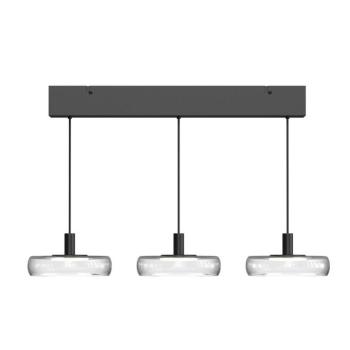 FLOAT LED lógó lámpa, átlátszó/fekete, 3 izzós, 68 cm, üveg/fém kép