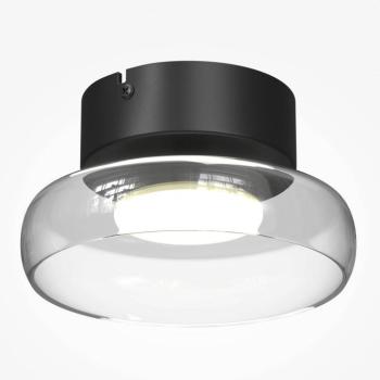 FLOAT LED mennyezeti világítás, átlátszó/fekete, Ø 20 cm, üveg/fém kép