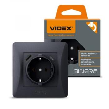 Földelt csatlakozó aljzat , dugalj , USB + USB-C csatlakozóval , süllyesztett , fekete , VIDEX , BINERA kép