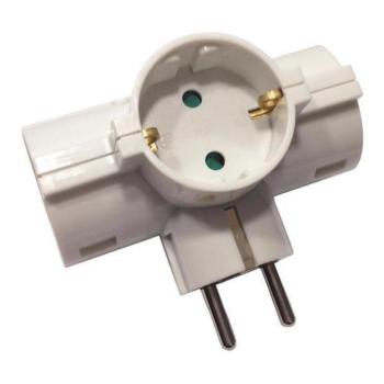 Földelt hálózati 3-as T- dugaljzat 90° 16A 220-240V, Eurolamp, 889746 kép