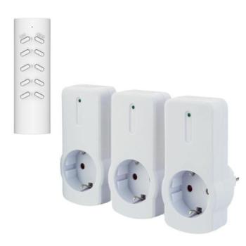 Földelt távirányítható 3-as dugaljzat 16A 220-240V, Eurolamp, 550510 kép