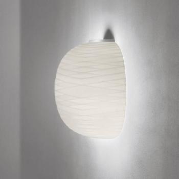 Foscarini Gem félig fali lámpa üvegből, fehér