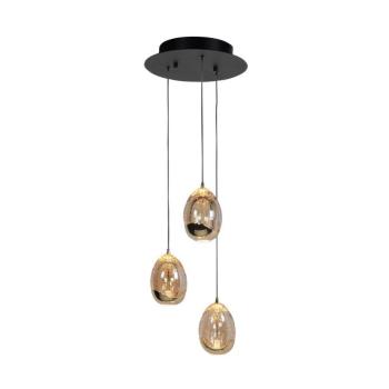 Függőlámpa Golden Egg, borostyán/arany Ø 25 cm 3-lámpás üveg/metál kép