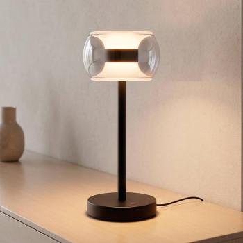 Fumea LED asztali lámpa, magasság 35 cm, fekete/füstös, CCT üveg kép