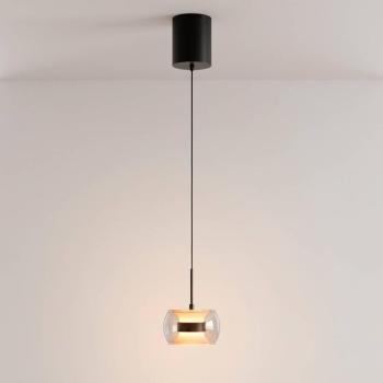 Fumea LED lógó lámpa, Ø 16 cm, fekete/füstös, CCT üveg kép