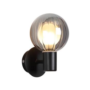 Fürdőszoba fali lámpa Lumisphere, fekete/füstszürke, magasság 12 cm Üveg kép