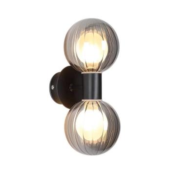 Fürdőszoba fali lámpa Lumisphere, fekete/füstszürke Magasság 28 cm 2 izzós kép