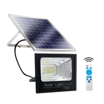 Garázsba, eresz alá, teraszra is felszerelhető napelemes lámpa – 100W kültéri LED reflektor különálló szolár panellel és állítható dőlésszöggel (BBV) kép