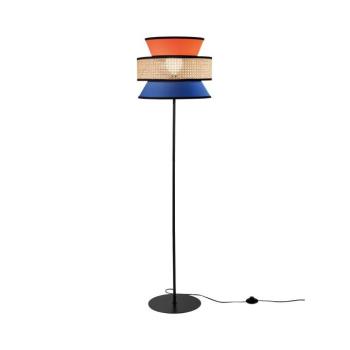 Gazebo álló lámpa, narancssárga/kék/természetes, 147 cm, szövet/rattan kép