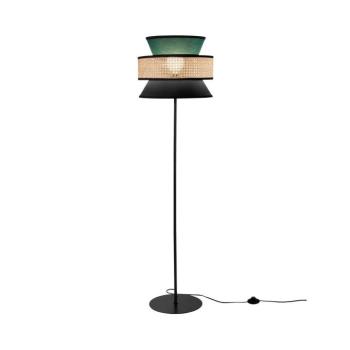 Gazebo álló lámpa, zöld/fekete/természetes, 147 cm, szövet/rattan kép