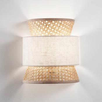 Gazebo fali lámpa, természetes/bézs, rattan, 27 cm magas, E27