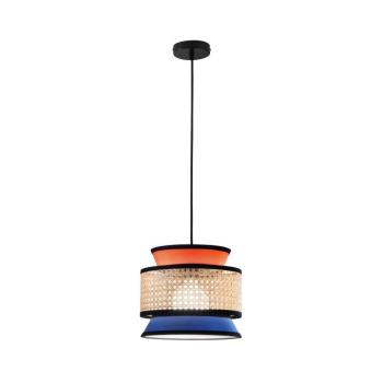 Gazebo lógó lámpa, narancssárga/kék/természetes, Ø 26 cm, szövet/rattan kép