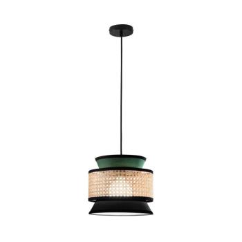 Gazebo lógó lámpa, zöld/fekete/természetes, Ø 26 cm, szövet/rattan