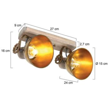 Gearwood mennyezeti spotlámpa, bronz, 2 izzós, fém, fa, E27 kép