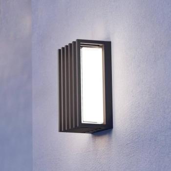 Genovese LED kültéri falilámpa, fekete, magasság 24 cm, fém kép