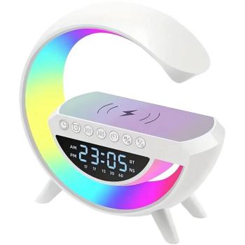 GGV Multifunkciós okos RGB LED éjjeli lámpa, 15 W QI töltővel és Bluetooth hangszóróval kép