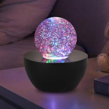 Glitter LED asztali világítás, fekete/átlátszó, RGB, Ø 12 cm