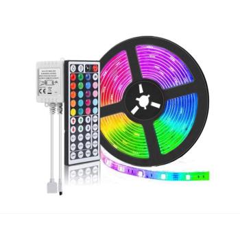 GLO RGB öntapadós led szalag távirányítóval 5m 44gombos rgb5050 led Színváltó táppal együtt 12v/5A 60w ip44 kép