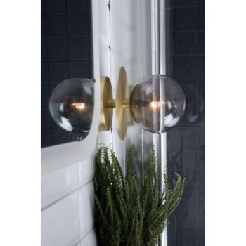 Globen Lighting ART DECO fali lámpa, sárgaréz/szürke Ø 16 cm IP44 kép