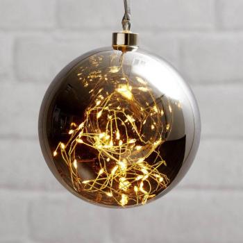 Glow LED deco gömb üvegből, Ø 15 cm füstszürke kép