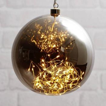 Glow LED deco gömb üvegből, Ø 20 cm füstszürke kép