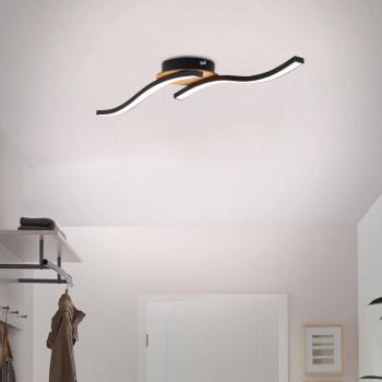 Go 2 izzós LED mennyezeti lámpa, fekete/hullámos fa mintázatú kép