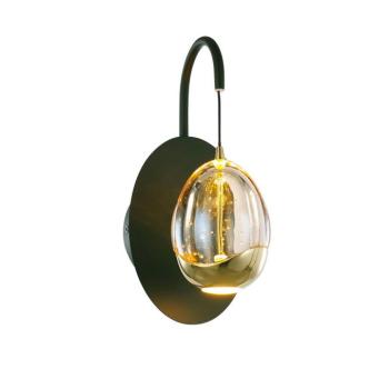 „Golden Egg” LED fali lámpa, fekete/borostyánszínű, magasság 28 cm, dugasz kép