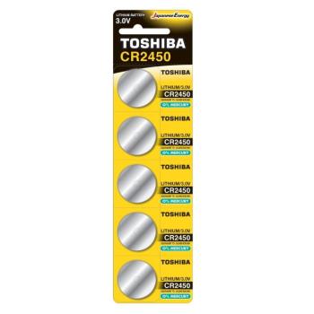 Gombelem CR2450 , lapos elem , 3 Volt , 5 darab , tartós , elem , higany mentes , TOSHIBA kép