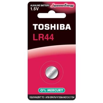 Gombelem LR44 , lapos elem , 1.5 Volt , 1 darab , tartós , elem , higany mentes , TOSHIBA kép