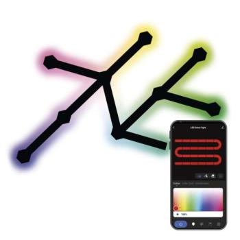 GoSmart LED-es lámpatest Lines fekete, 9 részből álló, 34 W, RGBIC dimmelhető, WiFi kép