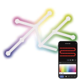 GoSmart LED lámpatest Lines fehér, 9 részből álló, 34 W, RGBIC dimmelhető, WiFi kép