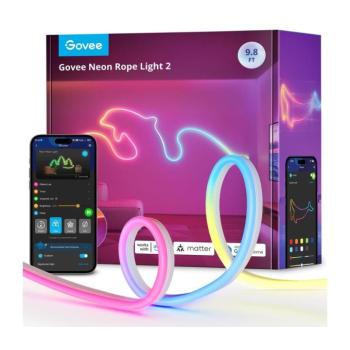 Govee - Neon 2 MATTER rugalmas RGBIC LED szalag, 3 m-es, Wi-Fi H61D3301 kép