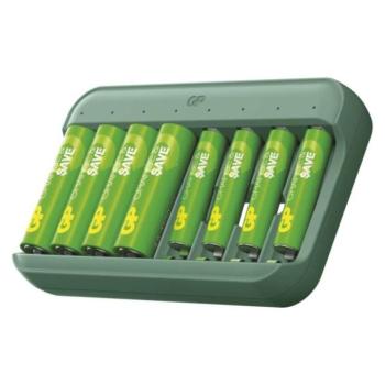 GP Akkumulátor töltő Charge & save E822 + 4×AA 1300 mAh + 4×AAA 650 mAh, B58829 kép