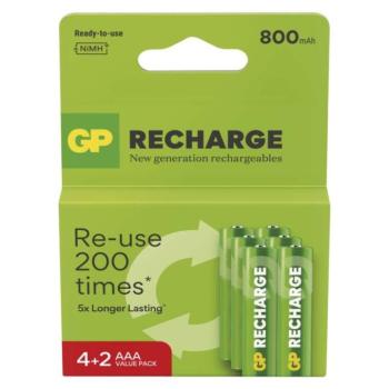 GP Recharge 800 AAA Akkumulátor (HR03) 6db kép