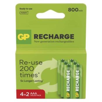 GP Recharge 800 AAA Akkumulátor (HR03) 6db kép