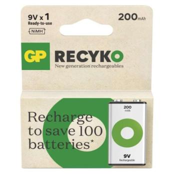 GP ReCyko NiMH Akkumulátor 6HR61 (9V) 200mAh, 8,4V, B2552 kép