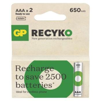 GP ReCyko NiMH Akkumulátor HR03 (AAA) 650mAh 2db, 1,2V, B25162 kép