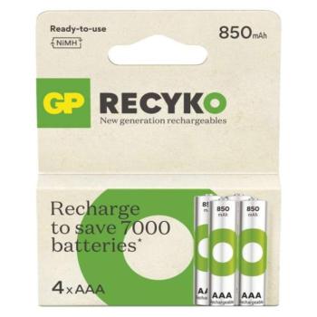 GP ReCyko NiMH Akkumulátor HR03 (AAA) 850mAh 4db, 1,2V, B25184 kép