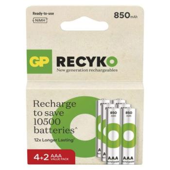 GP ReCyko NiMH Akkumulátor HR03 (AAA) 850mAh 6db kép