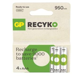 GP ReCyko NiMH Akkumulátor HR03 (AAA) 950mAh 4db, 1,2V, B25114 kép