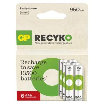 GP ReCyko NiMH Akkumulátor HR03 (AAA) 950mAh 6db kép