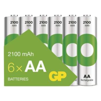 GP ReCyko NiMH Akkumulátor HR6 (AA) 2100mAh 6db, 1,2V, B2521V kép