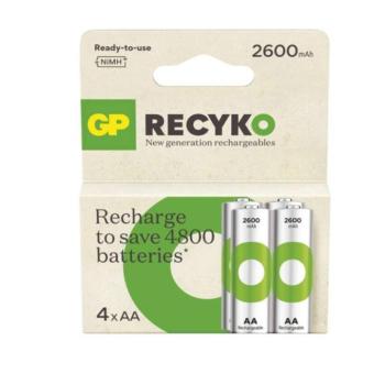 GP ReCyko NiMH Akkumulátor HR6 (AA) 2600mAh 4db, 1,2V, B25274 kép